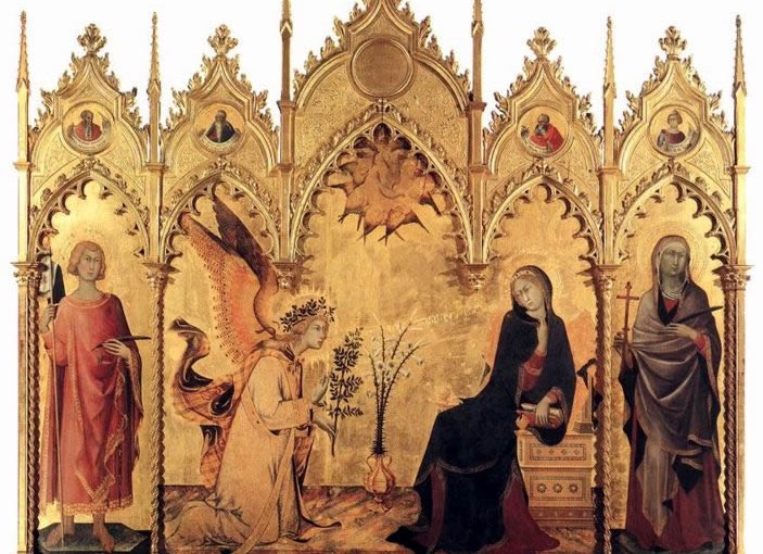 Simone Martini : l’Annunciazione, cm. 265 x 305, Galleria degli Uffizi, Firenze.